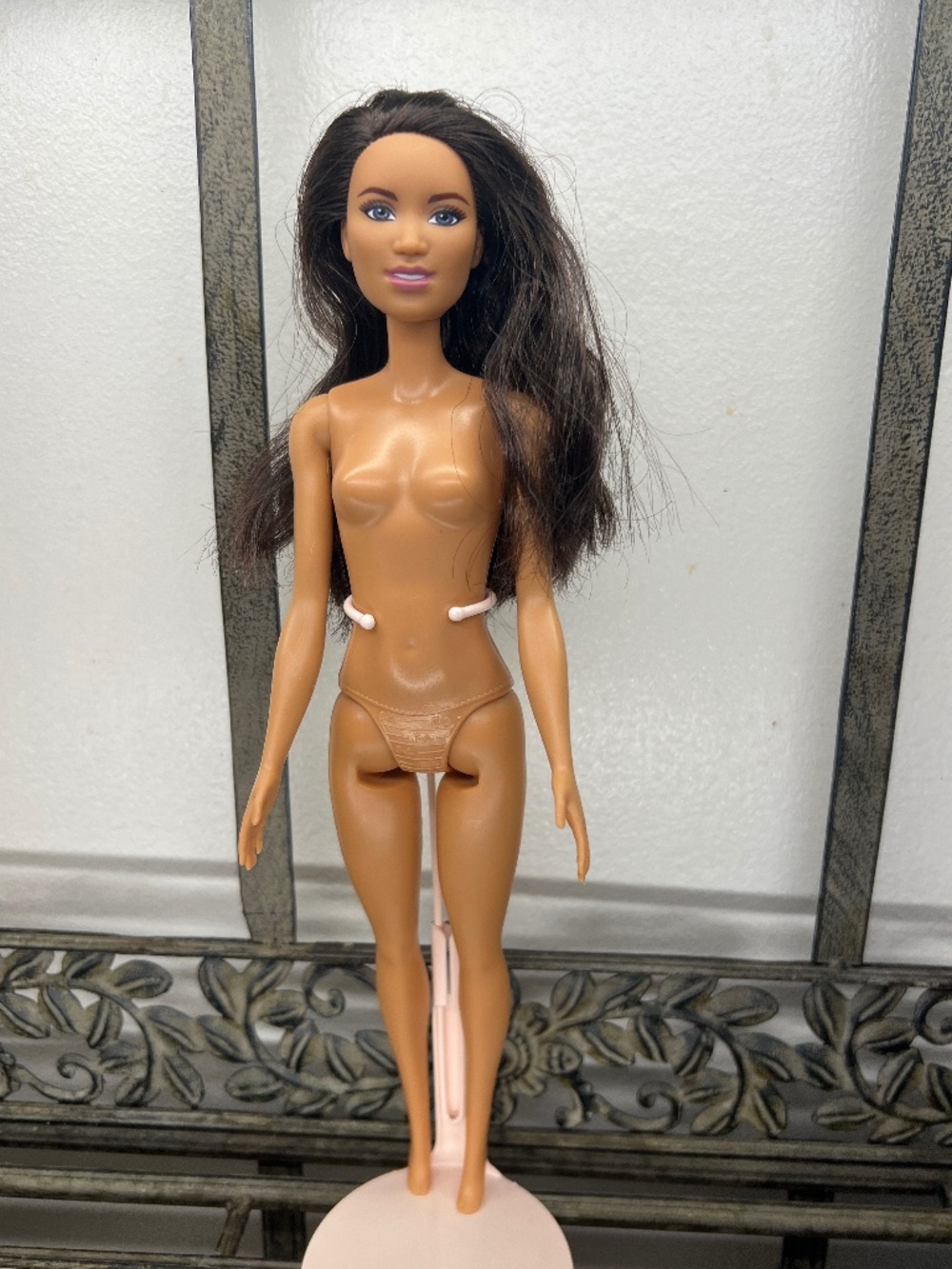 2014 Mattel Barbie Doll tan skin long hair nude no shoes